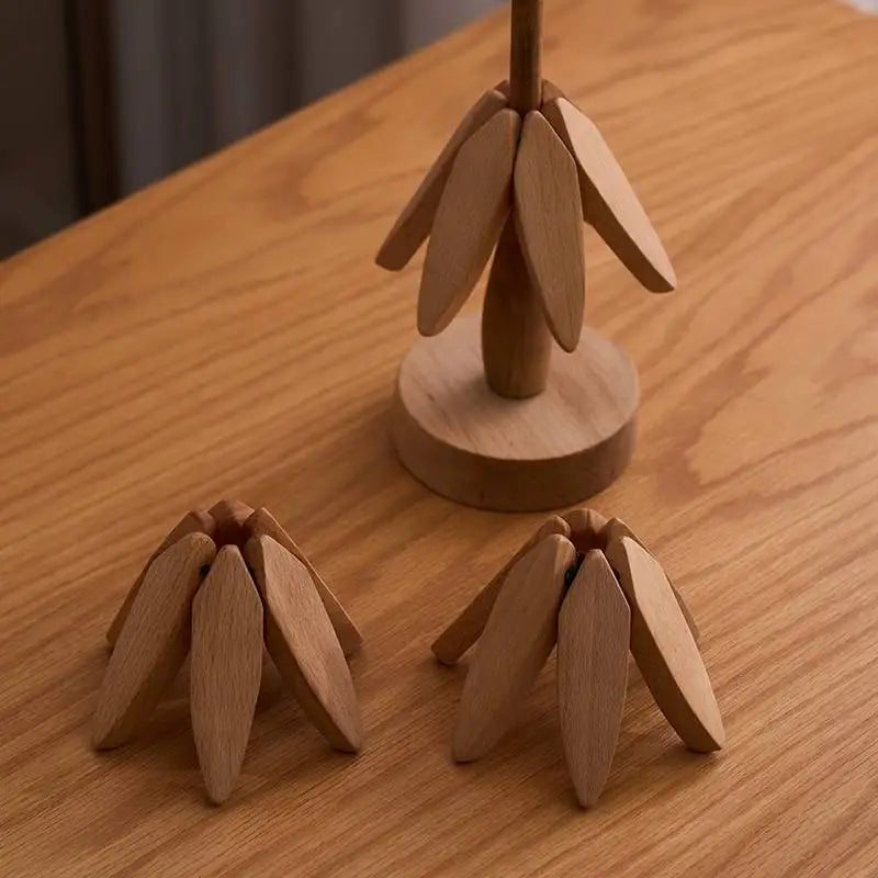 4PCS Tree Design Stand Wooden Heat Resistant