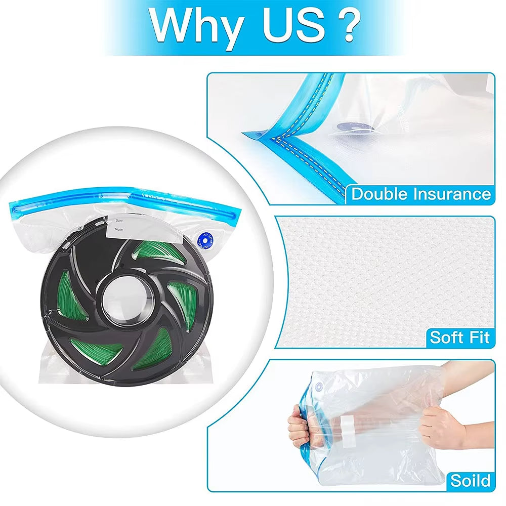 3D Printing Filament Storage Vacuum Bag for PLA/ABS/TPU - Humidity Resistant Reel Bag for 3D Printers